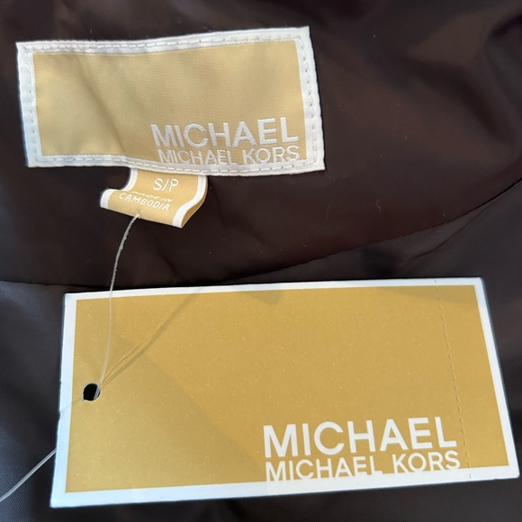 NWT Michael Kors Quilted Puffer Vest Brown Gold Zip Size Small Retails $195 - Picture 6 of 8